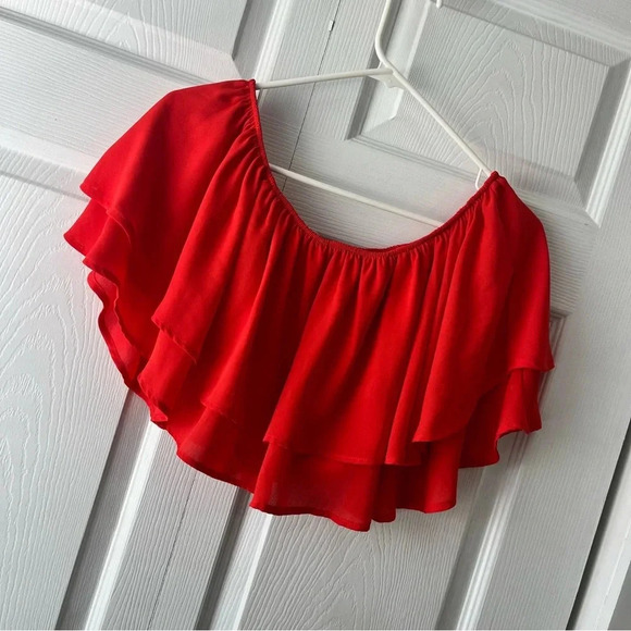 Show Me Your Mumu Love Spell Top Bonfire Red Off Shoulder Women’s Size Medium - Picture 2 of 4